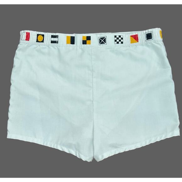 Vintage 40s 50s Catalina Men’s Bathing Suit Short Nautical Flag Print Waist 34 - Picture 2 of 11